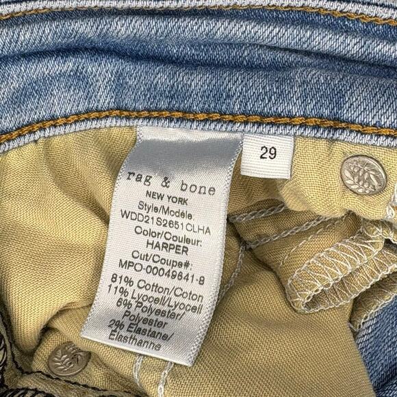 Rag & Bone Cate Midrise Skinny Harper Raw Hem Stretch Denim Womens Sz 29 - Picture 8 of 8